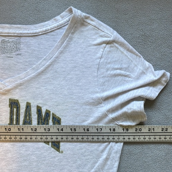 Original Retro Brand NOTRE DAME V neck Gray Tee Size L Distressed Space Dyed - Picture 6 of 9
